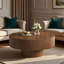Table basse ronde moderne avec rainures, plateau de table épais et base robuste-380910948