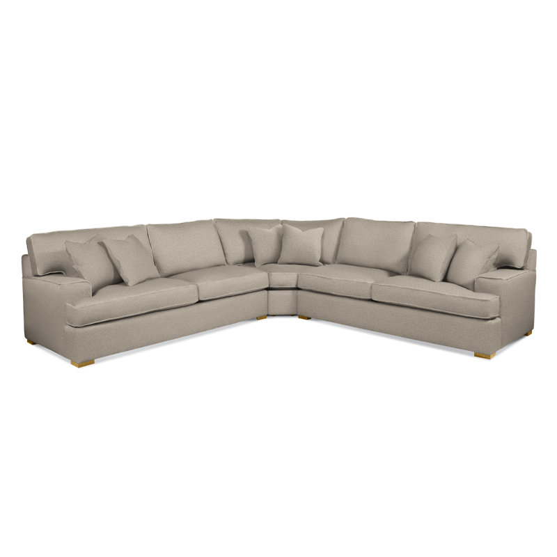 Sadie 3-Piece Upholstered Sectional, Beige Performance Fabric; 0851-73, Honey Finish