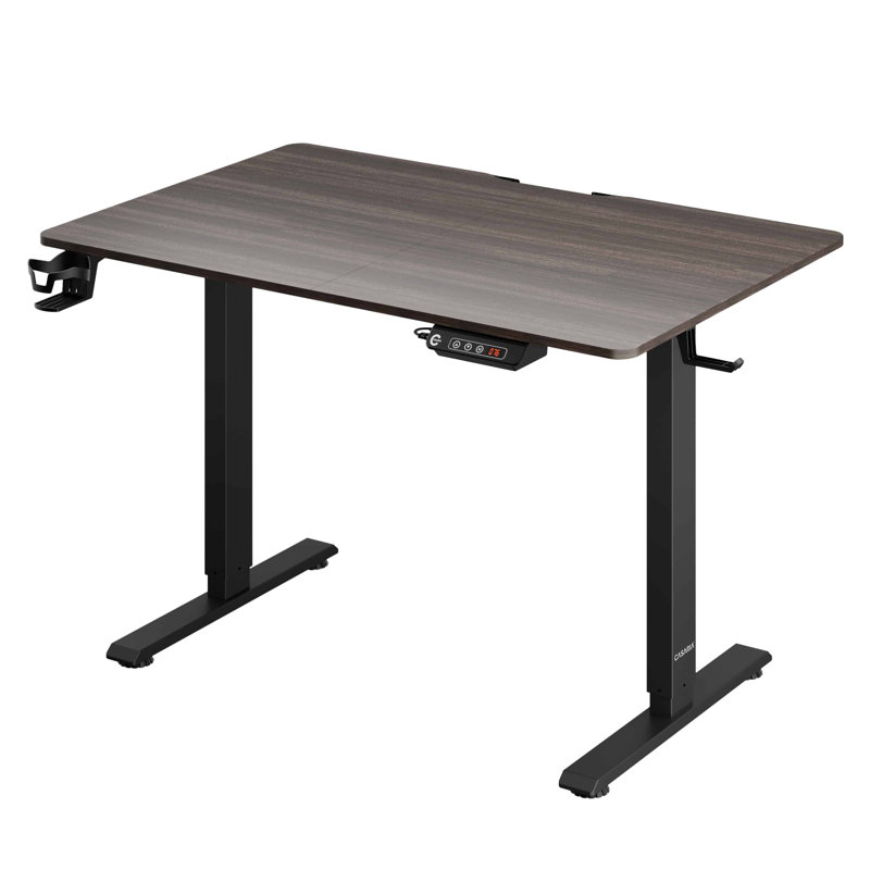 Adjustable Metal Base Writing Desk, Black, Brown