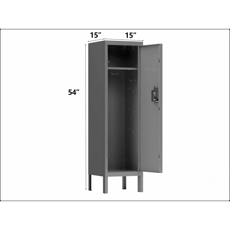 Retro Style 1-Door Tall Single Metal Locker With Ventilators, Perfect For Industrial And Modern Spaces, Gray