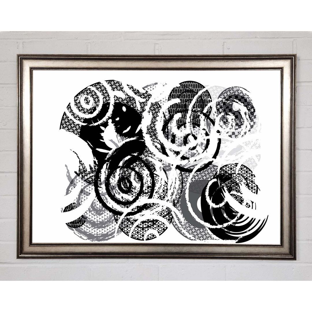 Gerahmtes Wandbild Swirls Of Circles B N W