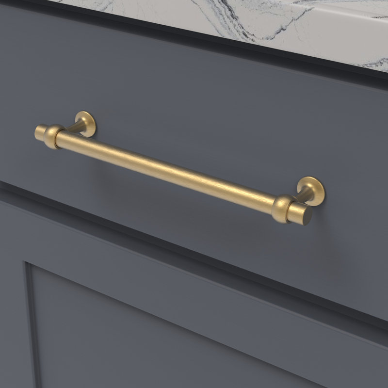 Ostia Collection Pull, Brushed Golden Brass, 7 14/25"