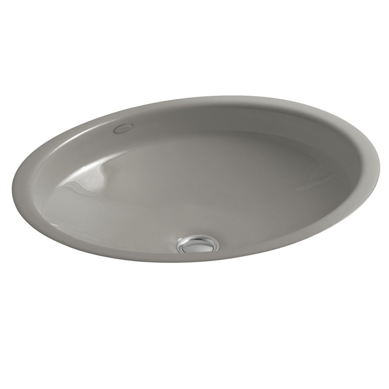 Canvas Metal Oval Undermount Bathroom Sink with Overflow, Cashmere