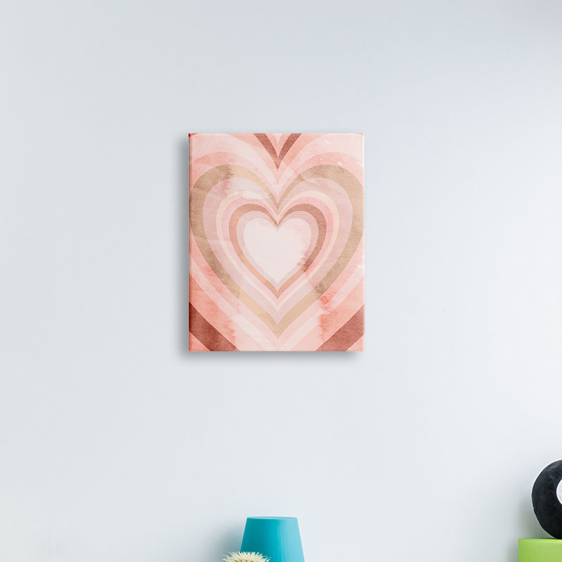 Motif rétro kaléidoscopique à cœur rose rétro, Estampe numérique Farmhouse, H 30 po x l 24 po