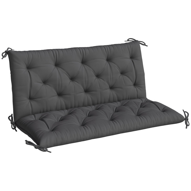 Outdoor Seat Cushion, 47.2 cm W x 21.7 cm D, 12 cm, Black