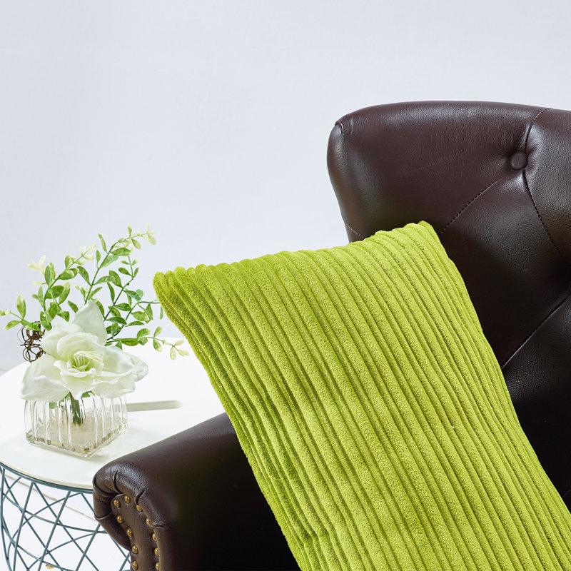 Housse de coussin rectangulaire en flanelle nervurée, Citron foncé