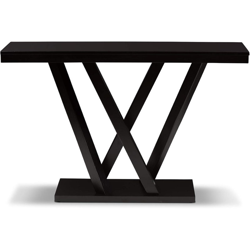 Modern Sofa Table With Pedestal Base, Engineered Wood Construction, Easy Assembly