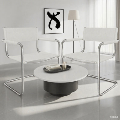 Modern Leather Accent Chair, 23" Wide Metal Frame Waiting Room Chair for Offices &amp; Lobbies, Ergonomic Design