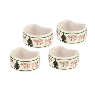 Spode Christmas Tree Gold Napkin Rings 2.75"