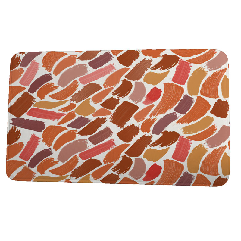 Tapis pour salle de bain wissem, l 34 po x L 21 po, Orange