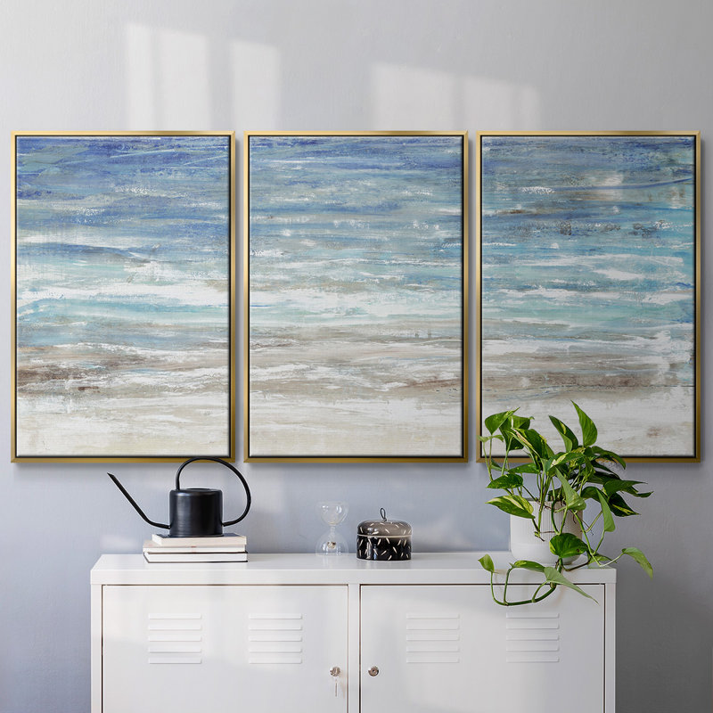 Choppy Water I 3 pièces, H 36 po x l 75 po, Encadrement doré