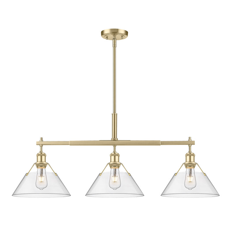 Weatherford 3 - Light Kitchen Island Pendant - Brushed Champagne Bronze - Clear Glass, Clear Glass, Brushed Champagne Bronze