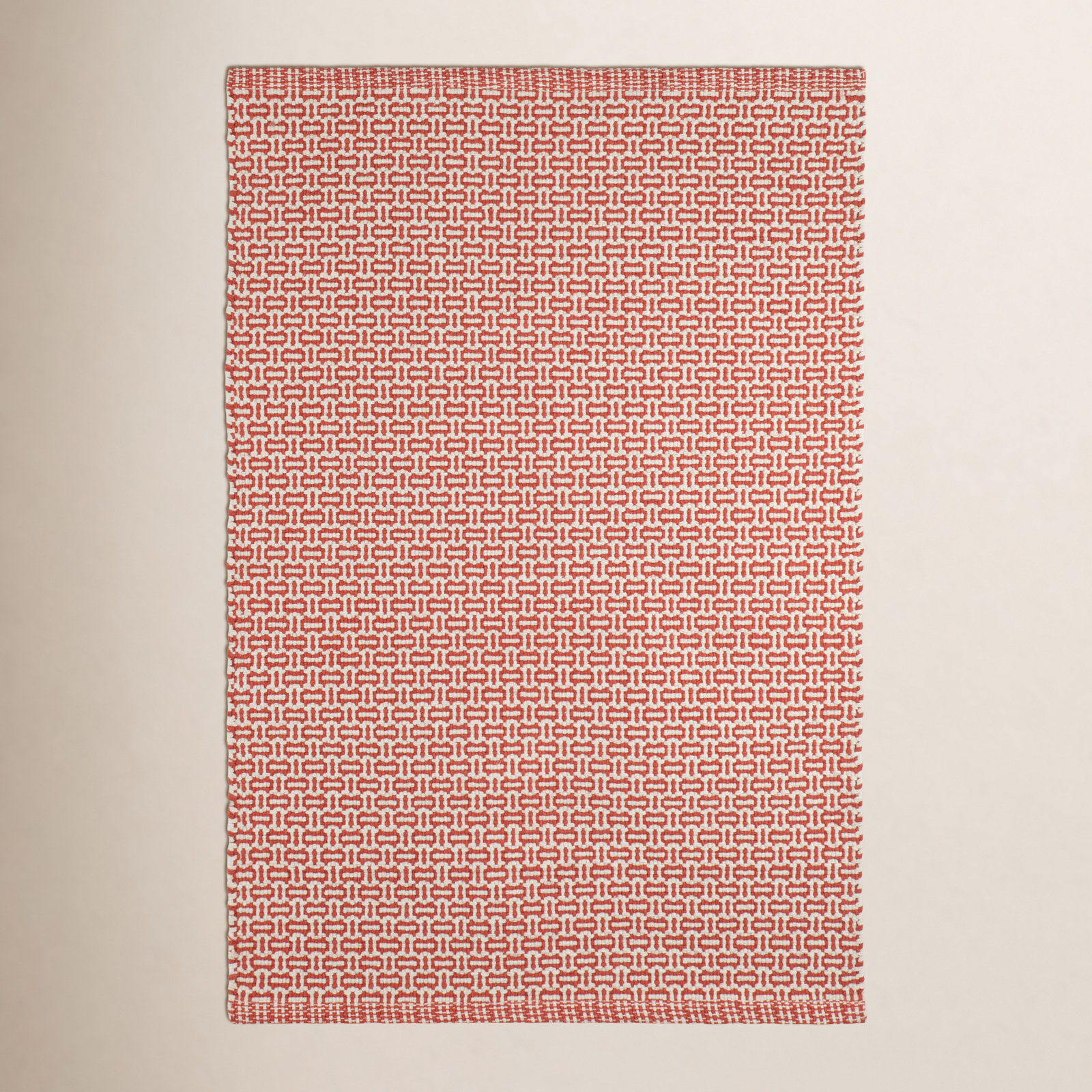 Miss Muffet Hand-Woven Geometric Cotton Rug, Paprika/White, Rectangle 8'6" x 11'6"