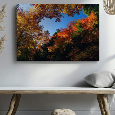 Canvas A Vibrant Tapestry Of Autumn Foliage Envelops The Scene Showcasing Wall Art Fiery Orange Deep Red And Golden Yellow Leaves Canvas Wall Art