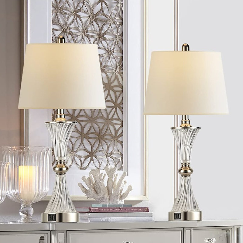 Ahola Table Lamp, 26" H x 12" W x 12" D, Silver