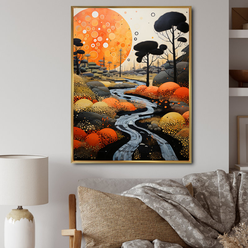 Caustings Geyser Geotheral Wonder Pointillism III, H 44 po x l 34 po x P 1,5 po, Cadre flottant doré