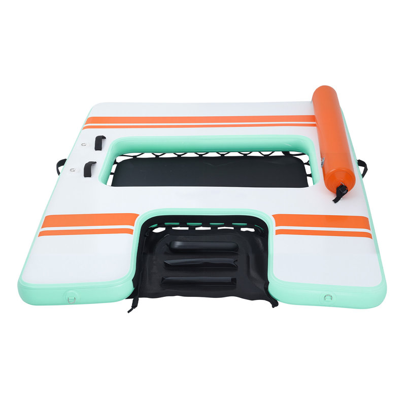 Quai flottant gonflable, plateforme de quai gonflable de 8 x 6 pi, tapis gonflable antidérapant avec sac de transport portable et échelle détachable, plate-forme flottante pour la plage