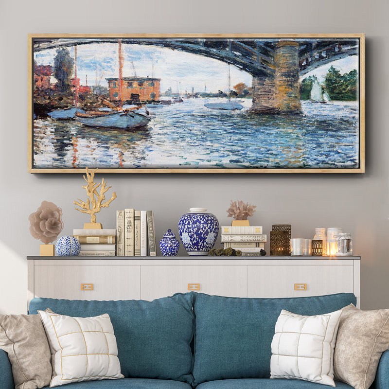 Le pont à Argenteuil, temps gris, 1874, H 20 po x l 50 po x P 1,5 po, Naturel