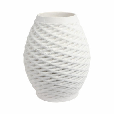 Rosecliff Heights Cyruss 3D Printed Porcelain Vase, Ivory