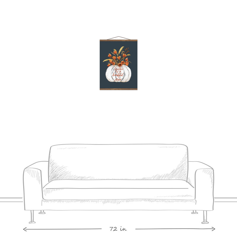 Reproduction suspendue peinte de citrouille florale sur toile