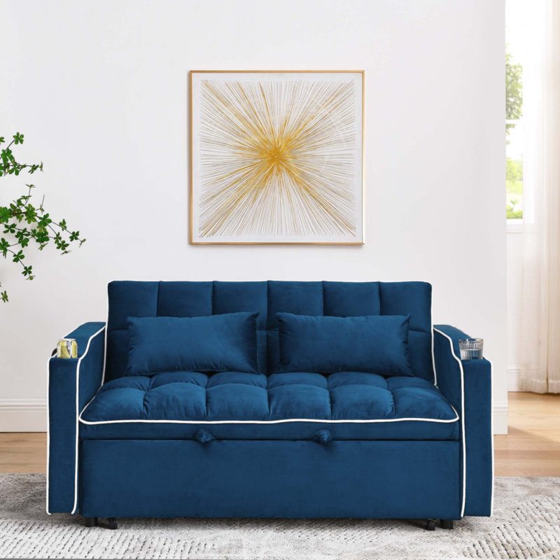Canapé-lit pliable polyvalent de 55,51 pouces, Bleu