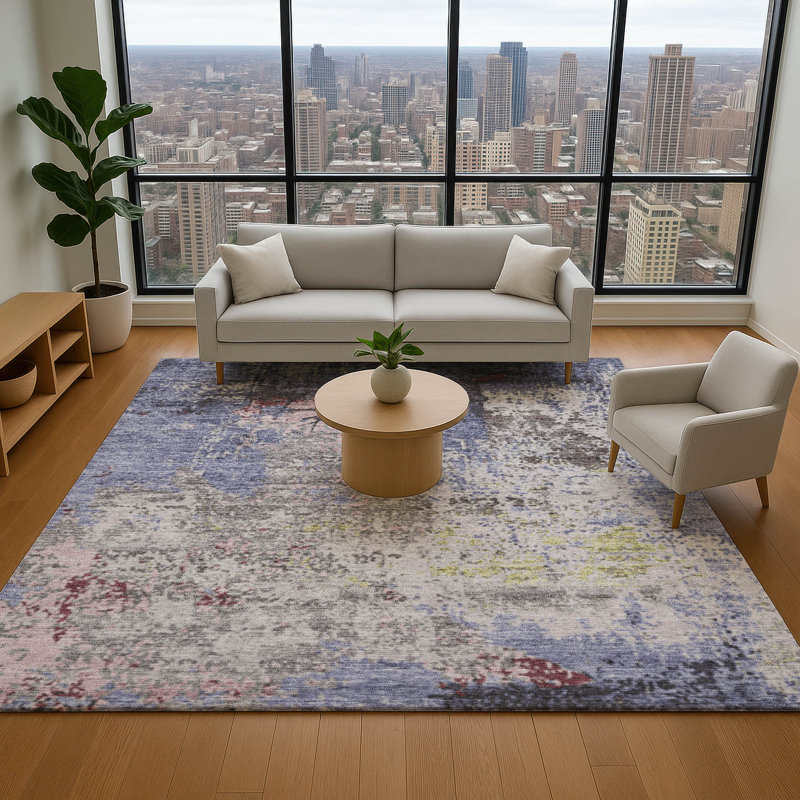 Premium Machine Washable Brandes AMF1911 Abstract Rug, Rectangle 9' x 12'