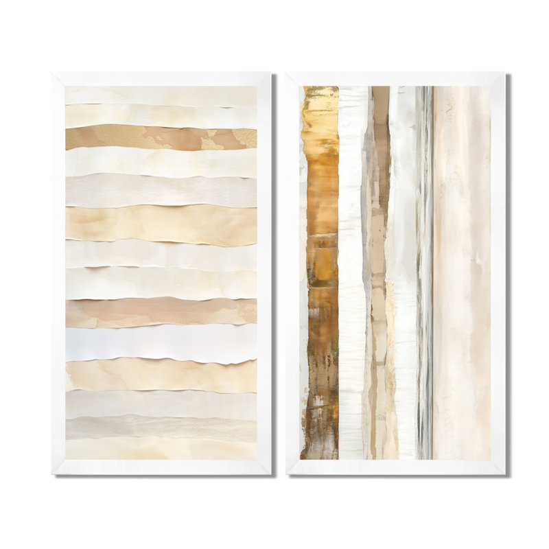 Toile abstraite, ensemble de 2 vagues abstraites côtières, décor sur toile océan, H 32 po x l 32 po, Cadre simple blanc