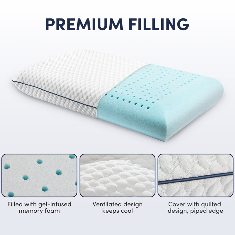 Memory Foam Pillow - Sleep by Wayfair™, King, Medium, 2 - Pack