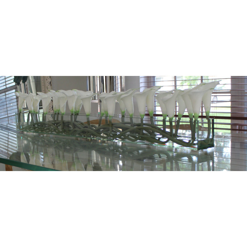Casa Moderna Calla Lilies Centerpiece in Planter, White