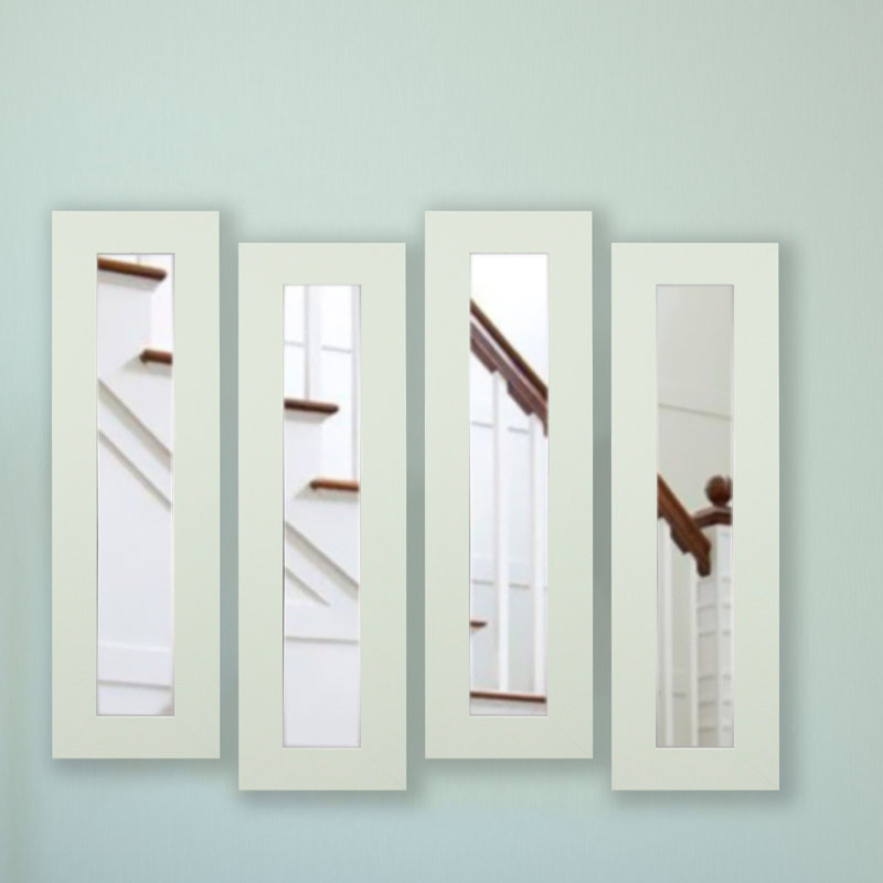 Ensemble de miroirs 4 pièces Billie-Rae, H 35,5 po x l 9,5 po, Blanc