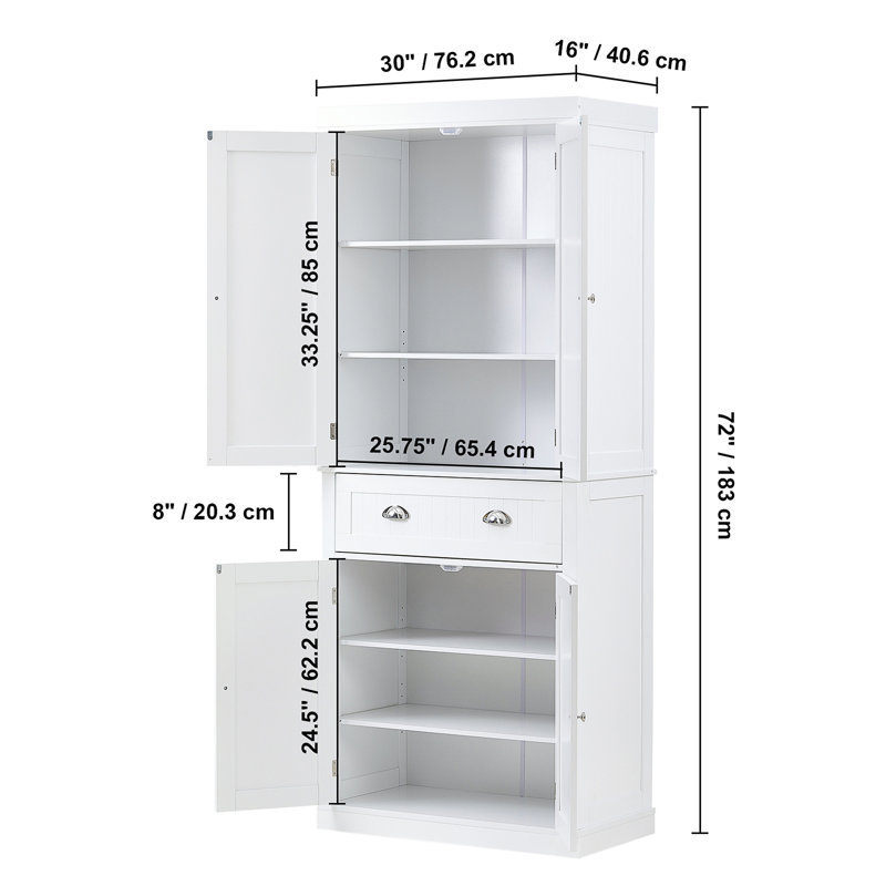 72" Kitchen Pantry Storage Cabinet
