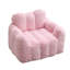 Fauteuil à billes 41 po en fausse fourrure rose avec accoudoirs et anneau de traction, canapé paresseux rembourré en mousse à mémoire de forme avec base antidérapante, facile à nettoyer, sans assemblage, pour la chambre à coucher du salon