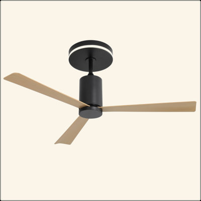 Ventilateur de plafond encastré moderne de 52 pouces avec lumière DEL et télécommande, 3 pales ABS, moteur CC réversible silencieux pour le salon de patio