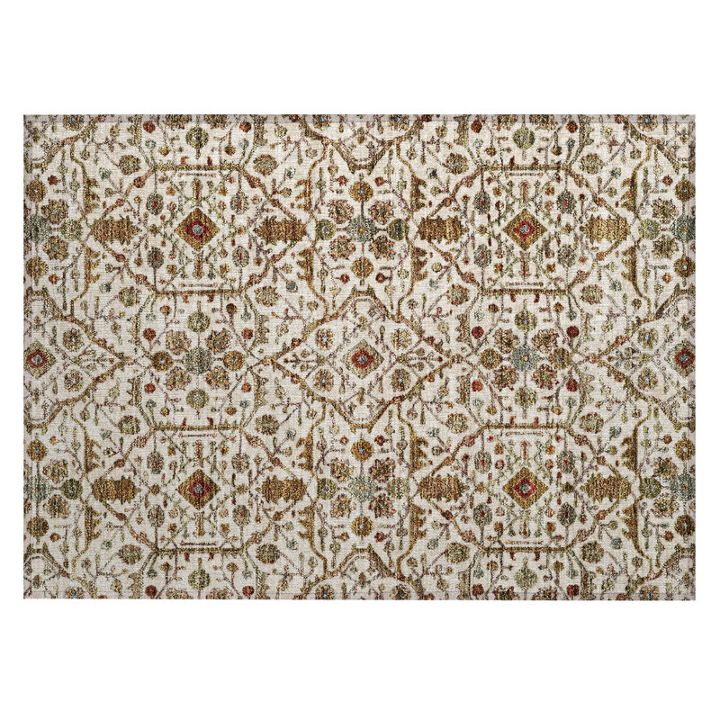 Machine Washable Indoor/Outdoor Chantille ACN1130 Ivory Rug, Rectangle 1'8" x 2'6"