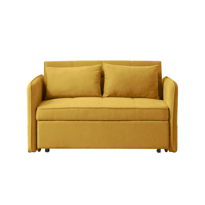 Upholstered 53.5'' Sleeper Sofa, Yellow Chenille