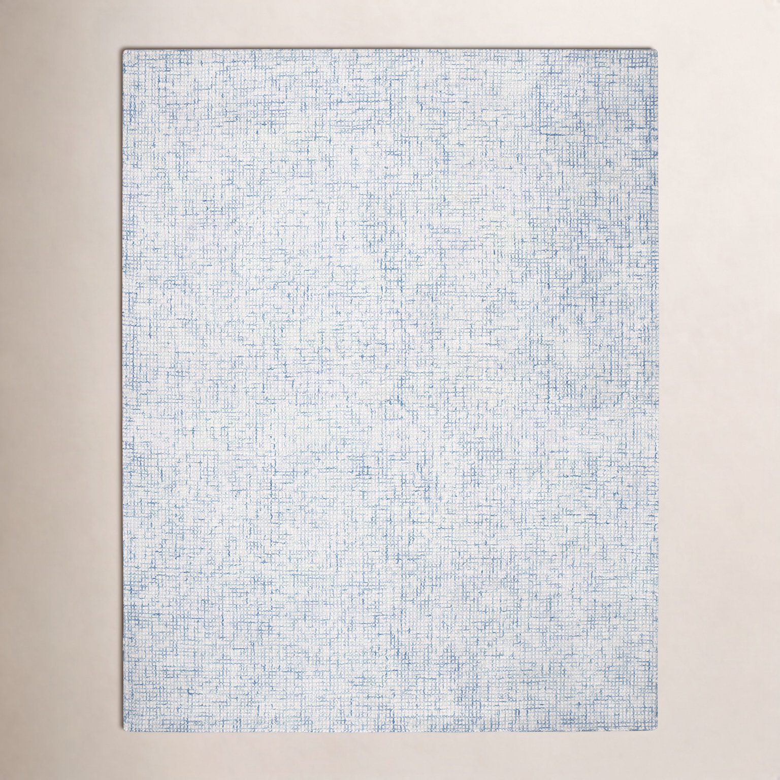 Rowe Ivory Blue Hand-Tufted Striped Rug, Rectangle 10' x 14'