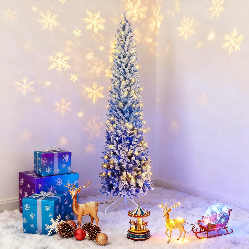 Arbre de Noël artificiel floqué Premium Premium, H 7 pi