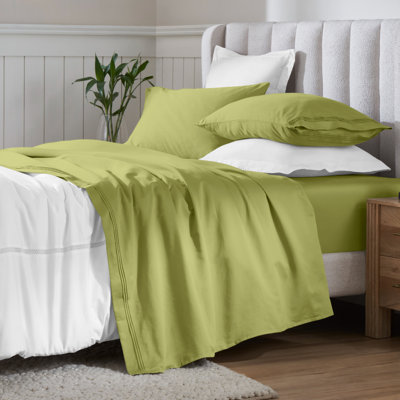 Ensemble de draps en coton égyptien de couleur unie à densité de tissage de 650 fils avec poches profondes