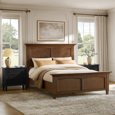 Amberlyn Traditional Hudson Oak King Bed with Solid Wood Legs