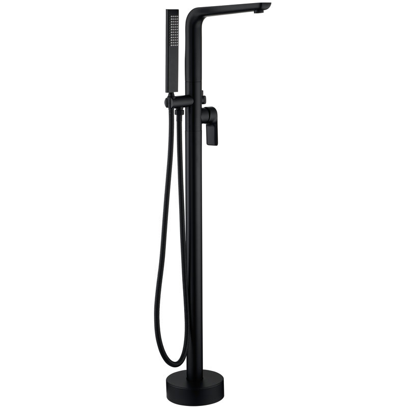 1 Handle Floor Clawfoot Tub Faucet with Diverter, Black