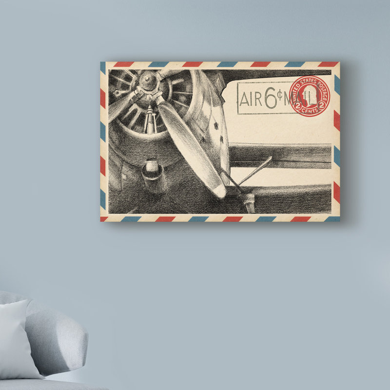 « small rétro airmail ii », reproduction de peinture à l’acrylique sur toile, H 22 po x l 32 po x P 2 po
