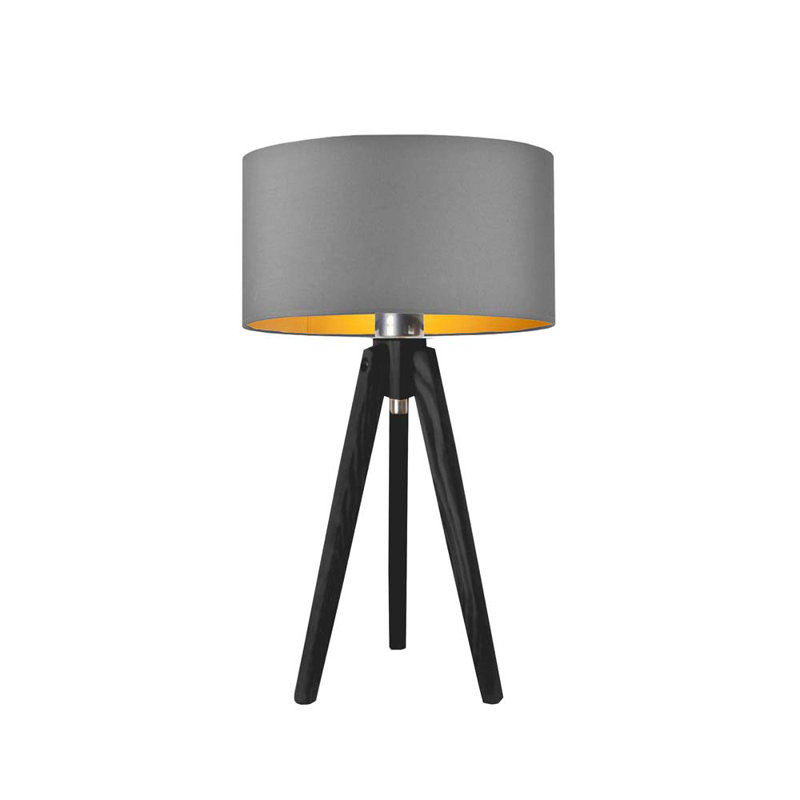 Seligman Solid Wood Table Lamp, Black, Grey