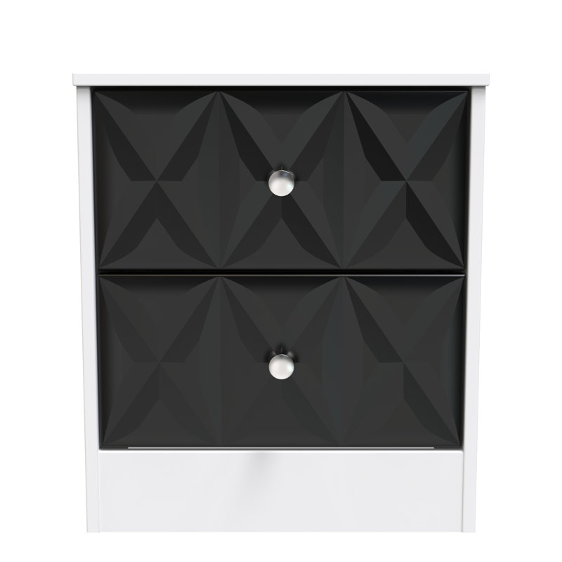 San Jose Bedside Table, Deep Black/White Matt