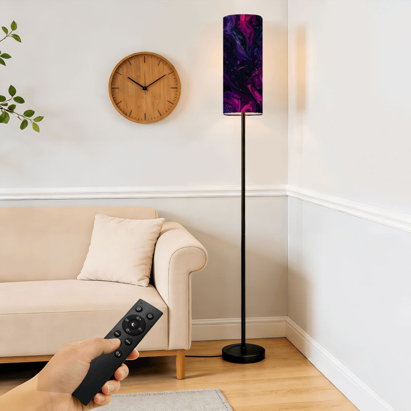  Lampe sur pied 68,5 po à fixation sur pied en métal à intensité variable avec abat-jour en lin et ampoule DEL incluse