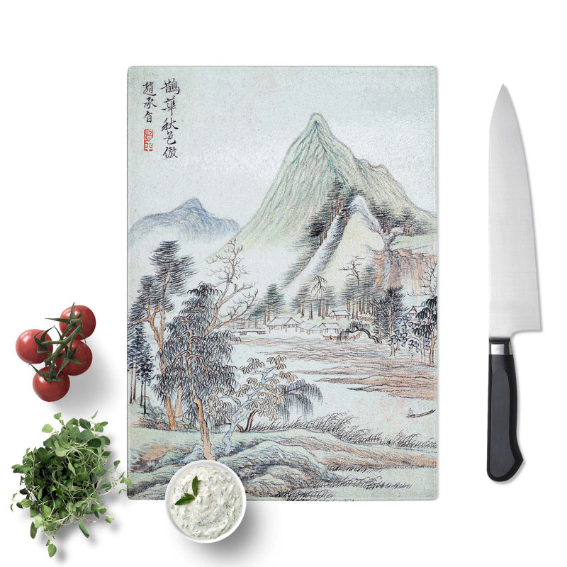 Tempered Glass Landscape Vol.4 by Yun Shouping Chopping Board, 20 cm x 28.5 cm