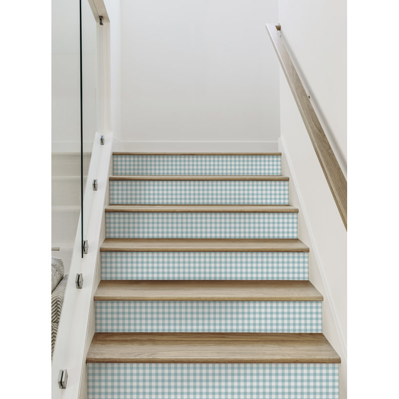 Bandes d'escalier à carreaux Gingham, H 7 po x l 48 po, Bleu