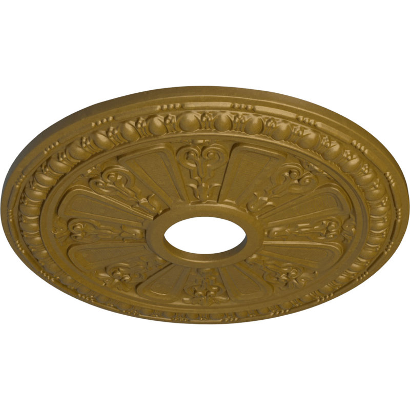 Médaillon de plafond de 18 1/8 po de diamètre extérieur 3 5/8 po x P 1 1/8 po (convient aux auvents jusqu'à 5 1/8 po), Or