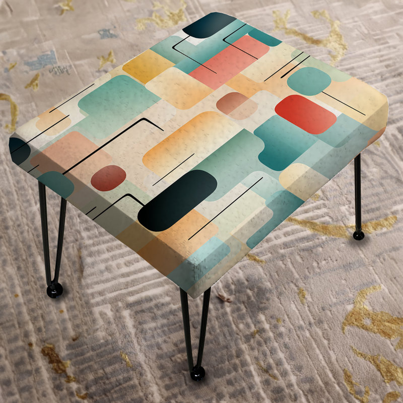 Pastel Harmony - Geometric Rectangle Ottoman