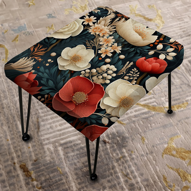 Rustic Enchanting White Floral Impression - Repose-pieds rectangulaire floral