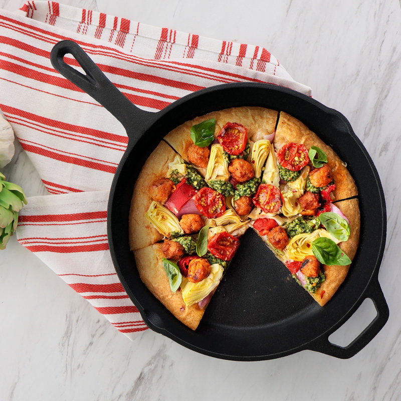Preseasoned Black Cast Iron Fry Pan Set, 10 and 8 Inch